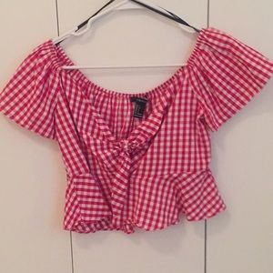 Gingham front tie top